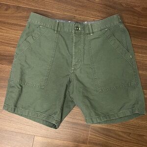 J. Crew Shorts Mens 36” Camp Green Linen Blend Military
